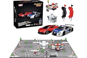 AGM MASTECH Mini Deluxe Block Building N Slot car Race Set GD-11 at 1:87 Scale