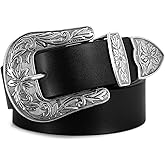 SANSTHS Western Belts for Woman, Cowboy Cowgirl Belt for Women Men Vintage Leather Country Belt for Pants Dresses, 1 3/8"