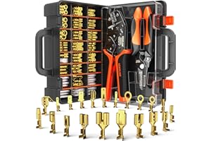 SOMELINE Open Terminal Connector Crimping Tool Kit, with 20 Sizes Wire Terminals, Male Female Disconnect Terminals, 24-14 AWG