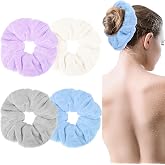 WILLBOND 4 Pcs Microfiber Quick-dry Hair Towel Scrunchie, Chic Colors | Absorbent Towel Scrunchies for Wet Hair, Large Fuzzy Holders Gentle on Tresses, No Crease Marks, For Shower Gym Styling