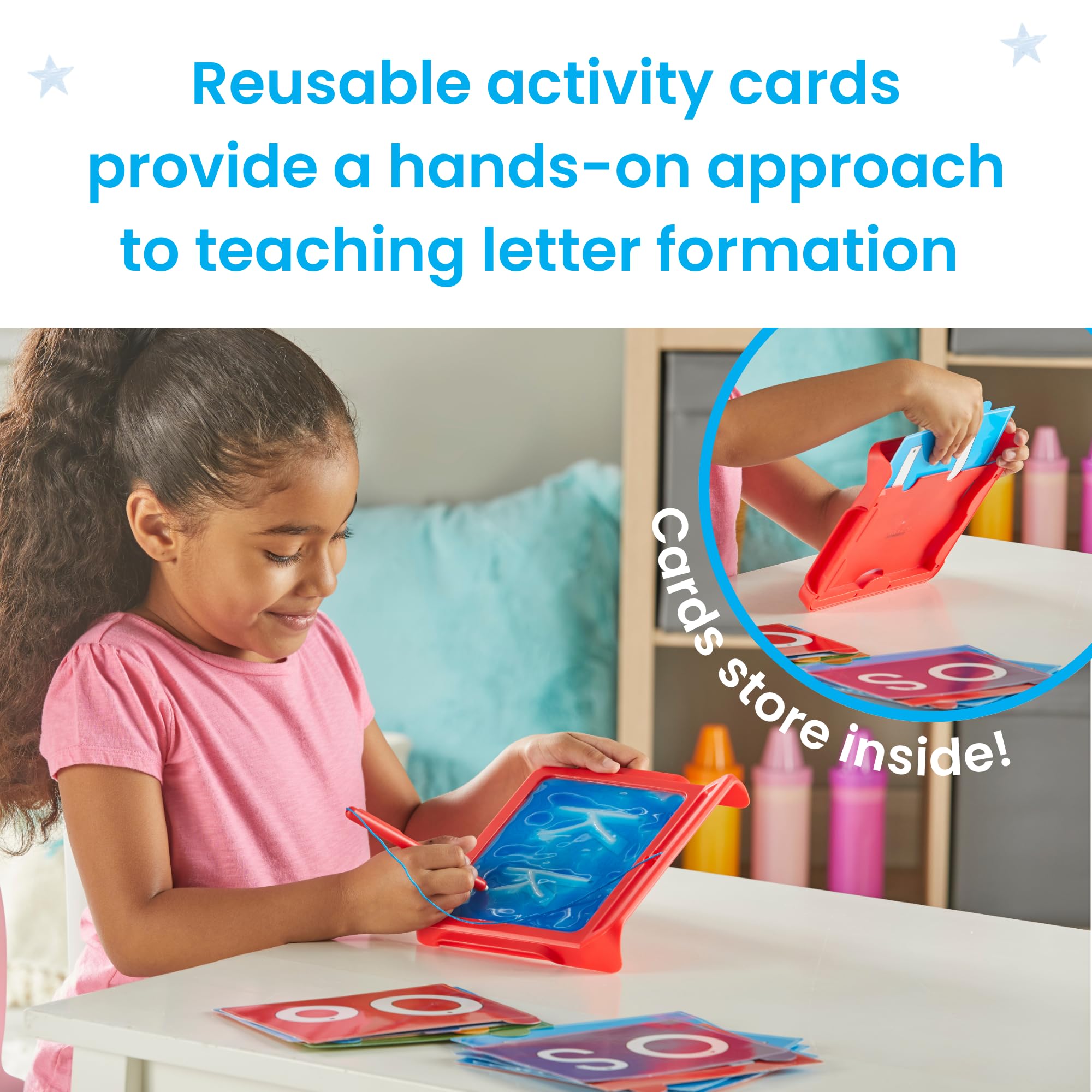 hand2mind Letter Tracing Sensory Pad, Reusable Handwriting Practice for Kids 3-5, Learn to Write, Letter Tracing Board, Toddler Writing Practice, Montessori Alphabet Toys, Preschool Learning Toys