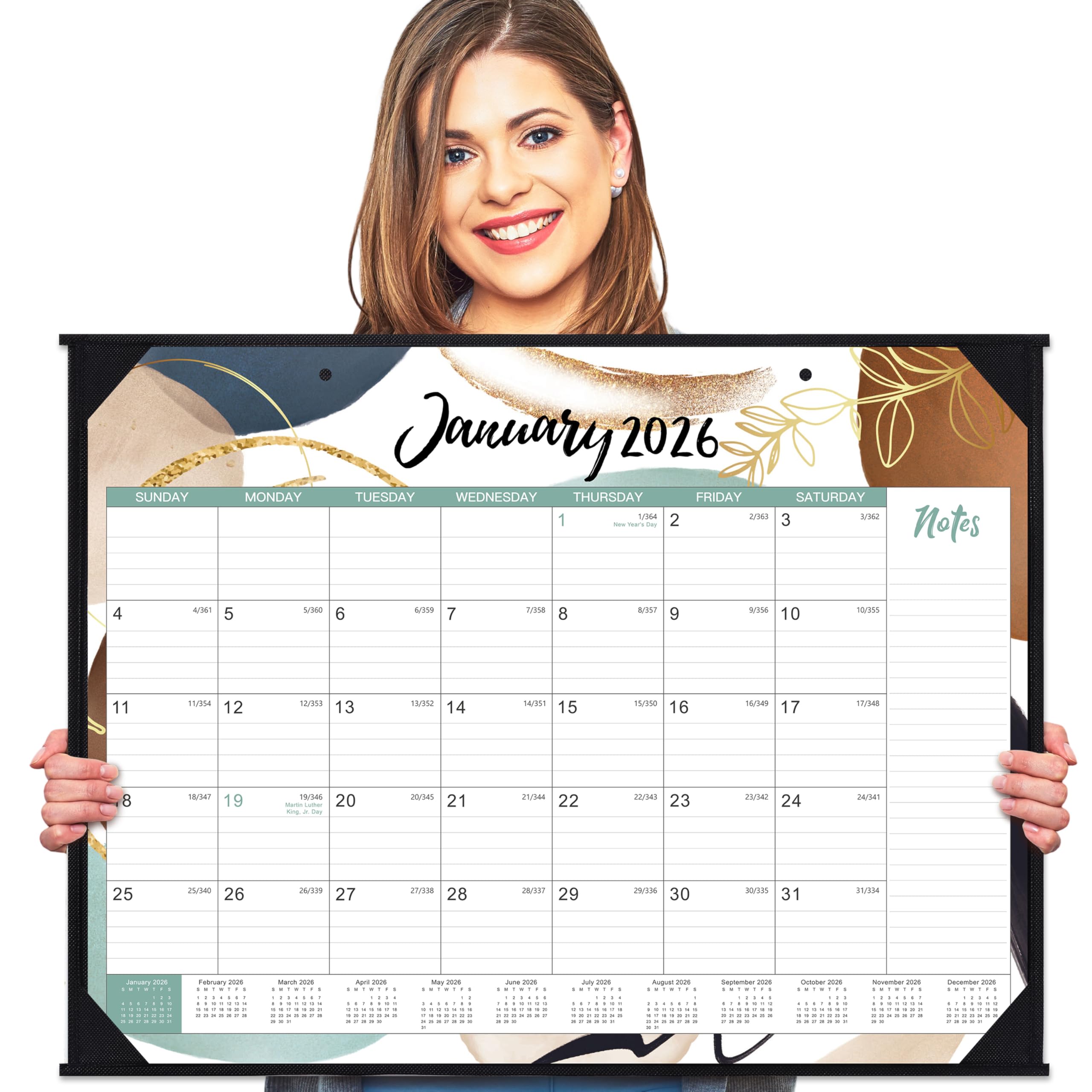 Photo 1 of 2026 Desk Calendar - Large 2026 Desk Calendar 22'' x 17'', Jan 2026 - Dec 2026, 12 Months Calendar 2026, Desk Pad, Large Ruled Blocks, Notes Section, Great Desk/Wall Calendar Organizer