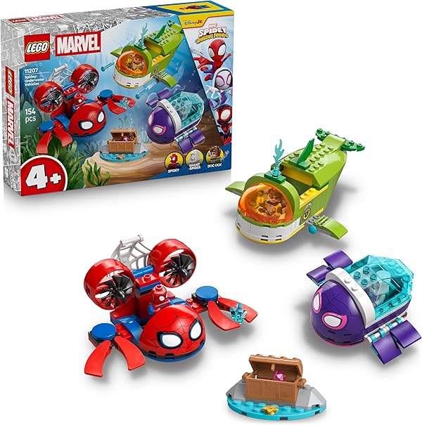 LEGO ǀ Marvel Spidey und Seine Super-Freunde Spidey: Unterwasserfahrzeuge - Superhelden Spielzeug mit 3 U-Booten und 3 Minifiguren - Geschenk für Jungen ab 4 Jahren und Fans der Serie - 11207