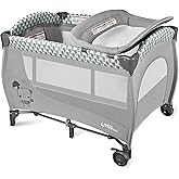 LIVINGbasics 3-in-1 Baby Playard, Foldable Baby Bassinet with Diaper Changing Table for Home/Travel/Outdoor