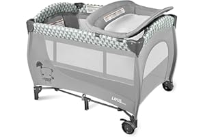 LIVINGbasics 3-in-1 Baby Playard, Foldable Baby Bassinet with Diaper Changing Table for Home/Travel/Outdoor