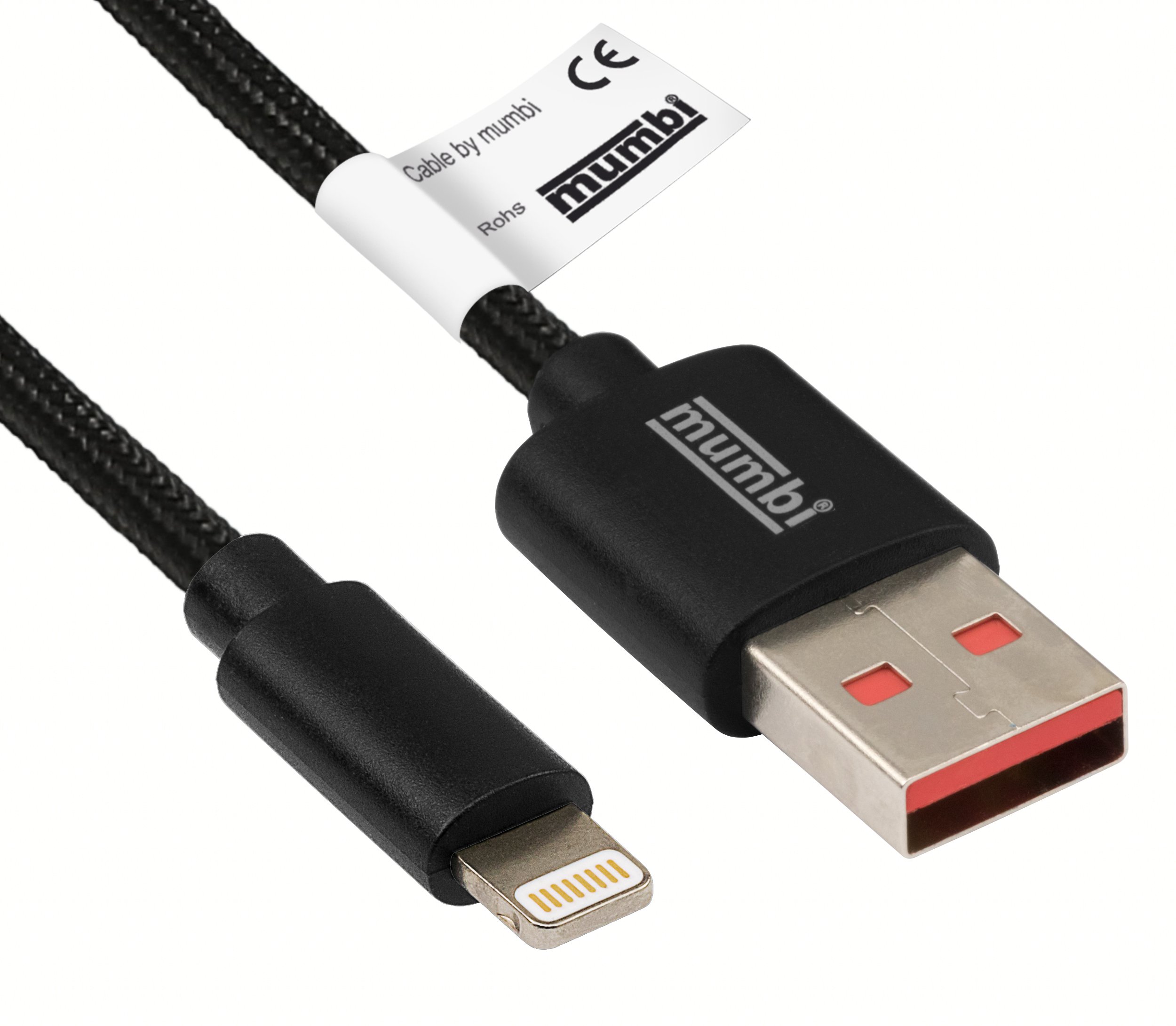 mumbi Black Line USB Kevlar cable Black 150cm