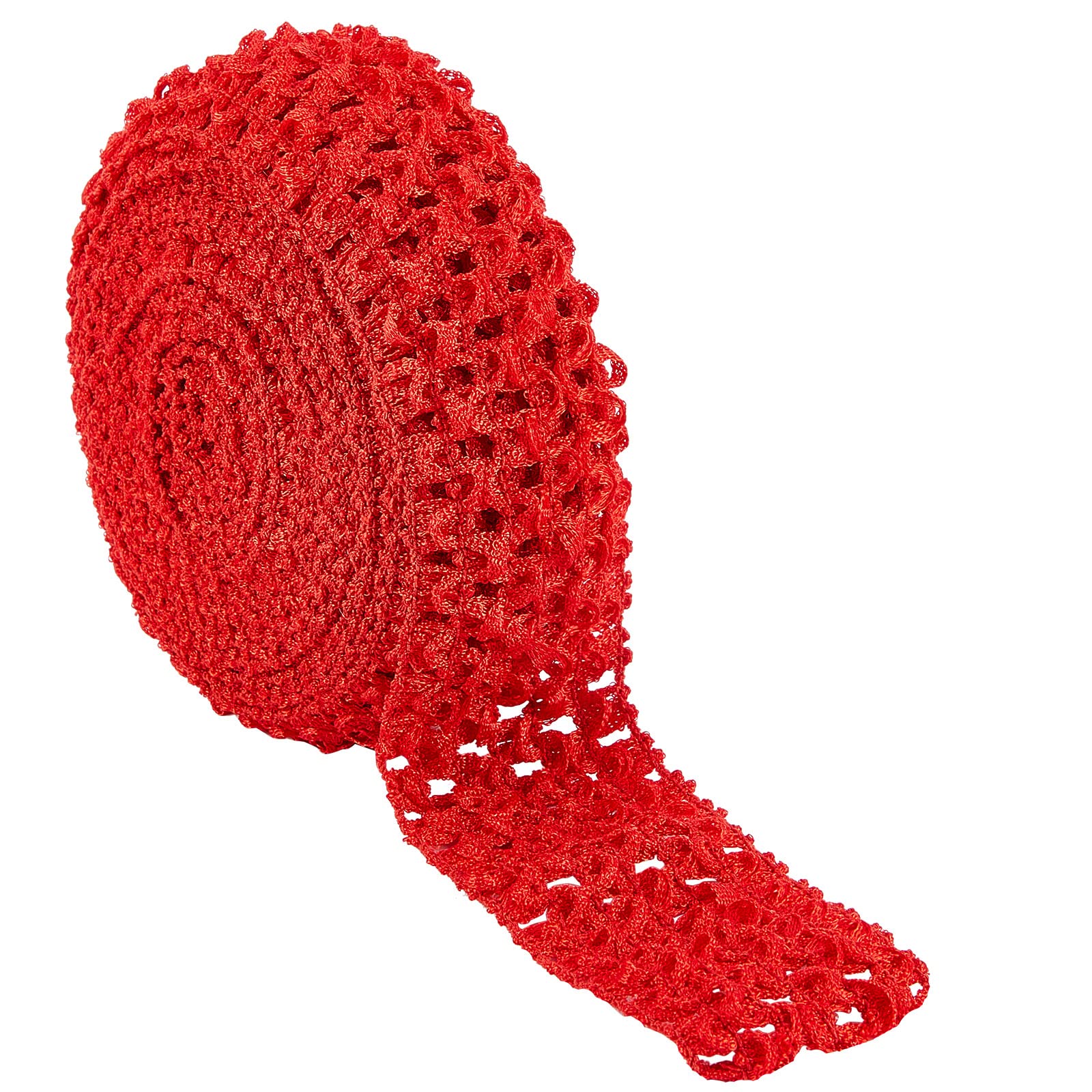 GORGECRAFT 5.5 Yards 1.6" Wide Elastic Crochet Headband Ribbon Polyester Crochet Stretch Trim Fabric for Hair Accessories Tube Top Hair Band Making, Red