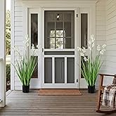 Jexine 2 Pcs 3 ft Tall Artificial Grass Plant Potted Artificial Floor Plants with Lily of The Valley Faux Pampas Grass Tall in Pot for Housewarming Gift House Garden Bathroom Lobby Outdoor Decoration