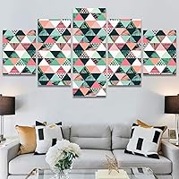 SIGNWIN 5 Panel Canvas Wall Art Modern Art Contemporary Dramatic Geometric Mixed Media Multicolor Patterns for Home Decorations Ready to Hang - 60