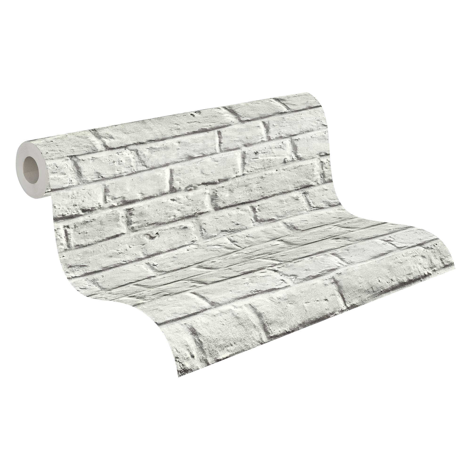 Livingwalls Brick Wallpaper Metropolitan Stories Non-Woven Anke & Daan - Amsterdam 10.05 m x 0.53 m Grey White Made in Germany 369122 36912-2