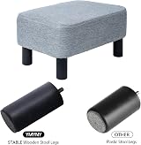 YMYNY 42cm Footstool Rectangle Ottoman with Stable Wooden Legs Light Blue view 7