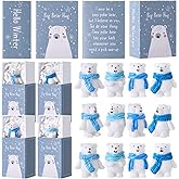 HyDren 36 Sets Mini Resin Bears Winter Appreciation Gifts Mini Polar Figurines with Container Micro Landscape Ornament Thank You Gifts for Employees Friends Bulk Team Valentines Funny Gift