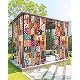 Onekaccu Vintage Flowers Outdoor Curtains for Patio Waterproof,Wildflower Floral Boho Daisy Botanical Grommet Privacy Curtain Drapes Outside Curtains for Porch GazeboPergola Cabana 2 Panel 54x95inch