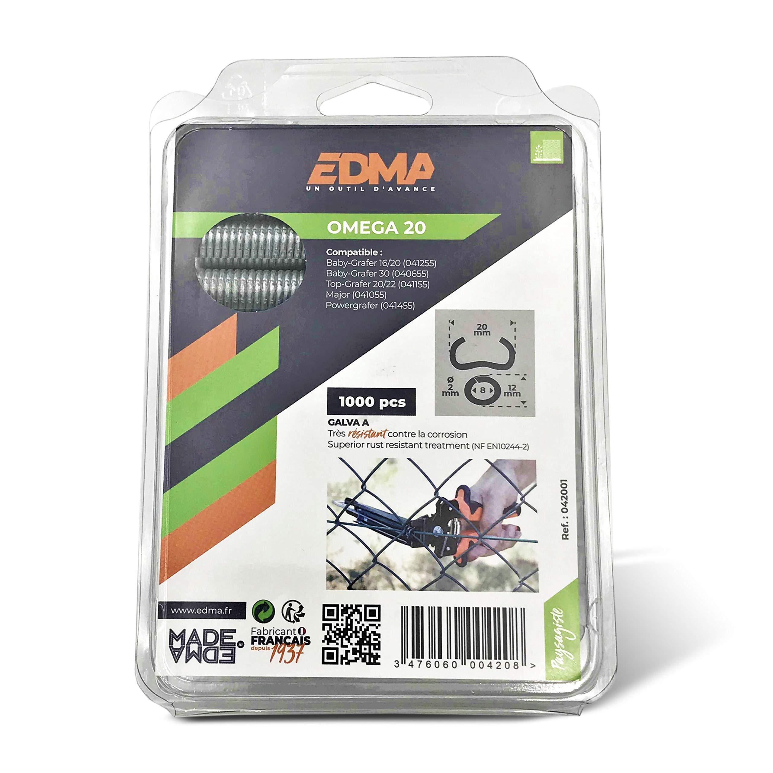 Edma Galvanized A - x 1000 pcs, for Hog Ring Fencing Pliers