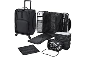 Stagiant Rolling Makeup Case Professional Travel Makeup Organizer Make up Storage Cosmetic Trolley Suitcase Makeup Storage