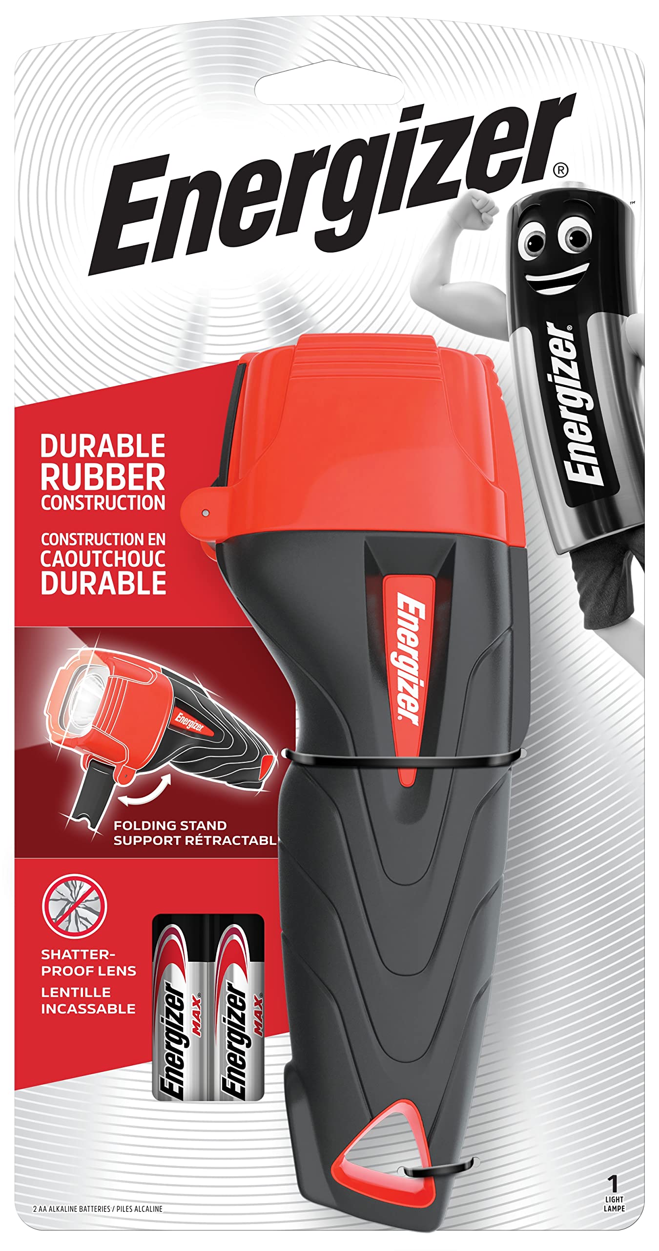 Energizer - Full LED Torch / Flashlight Range - For Emergency, Camping & Hiking (Compact, Headlight, Duo, Metal & Lantern Torches) (Impact Rubber Torch +2AA Batts)