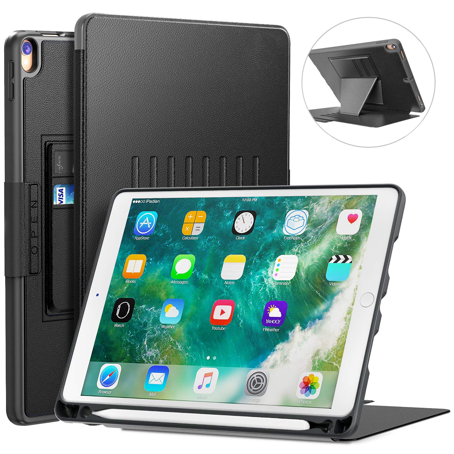 Blavor Case for iPad Case 10.5 Magnetic Stand Full Body Protective Rugged Shockproof Case with Holder Auto Sleep, Wake Built-in iPad Pencil Holder Convenient Magnetic Stand Black