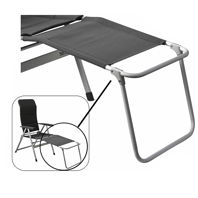 Bel Sol Campingstuhl Beinauflage Lang mit Anbindung gepolst. Dark Silver