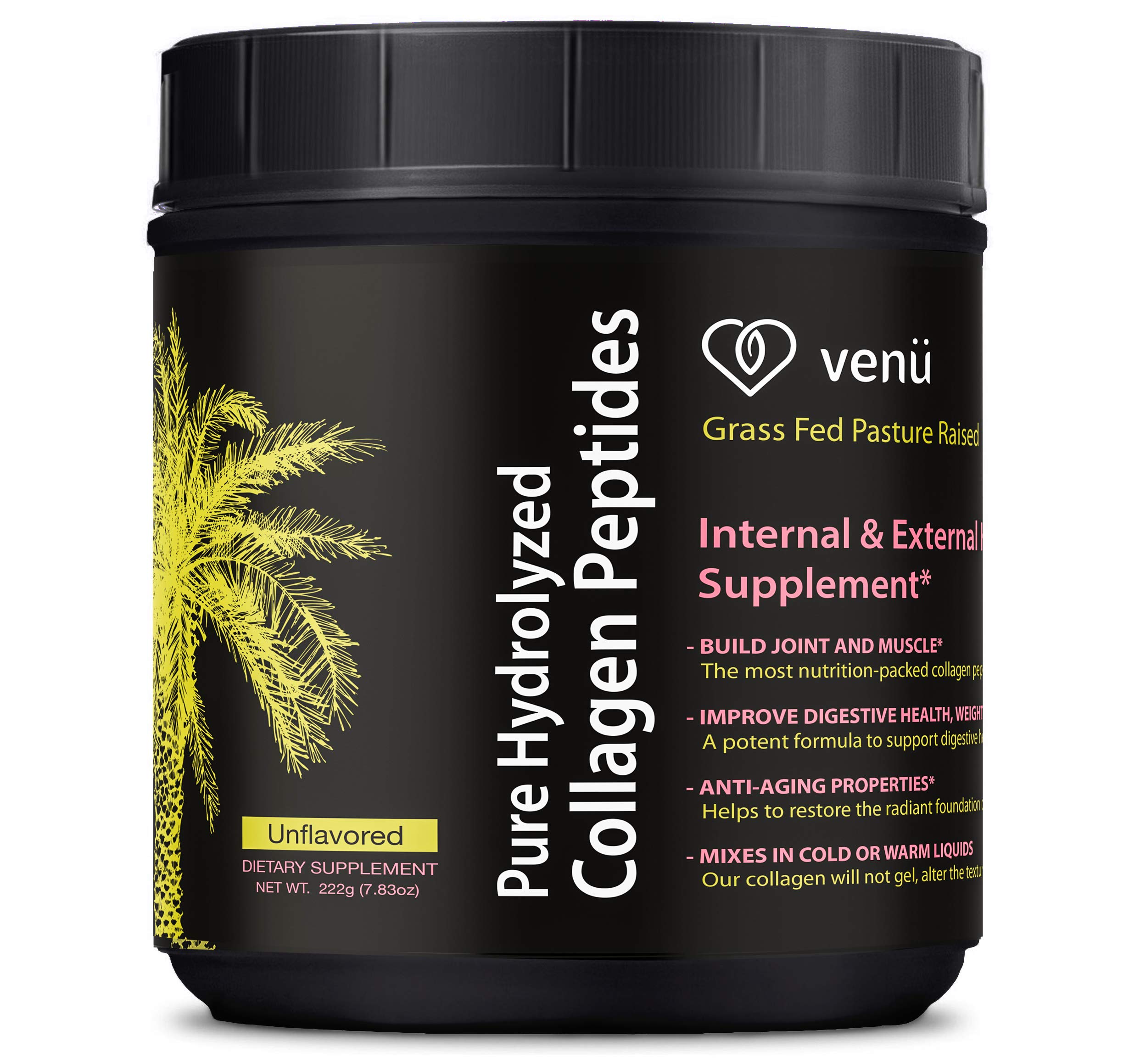 Venu Hydrolyzed Collagen Peptides Powdered Protein Drink Mix Helps