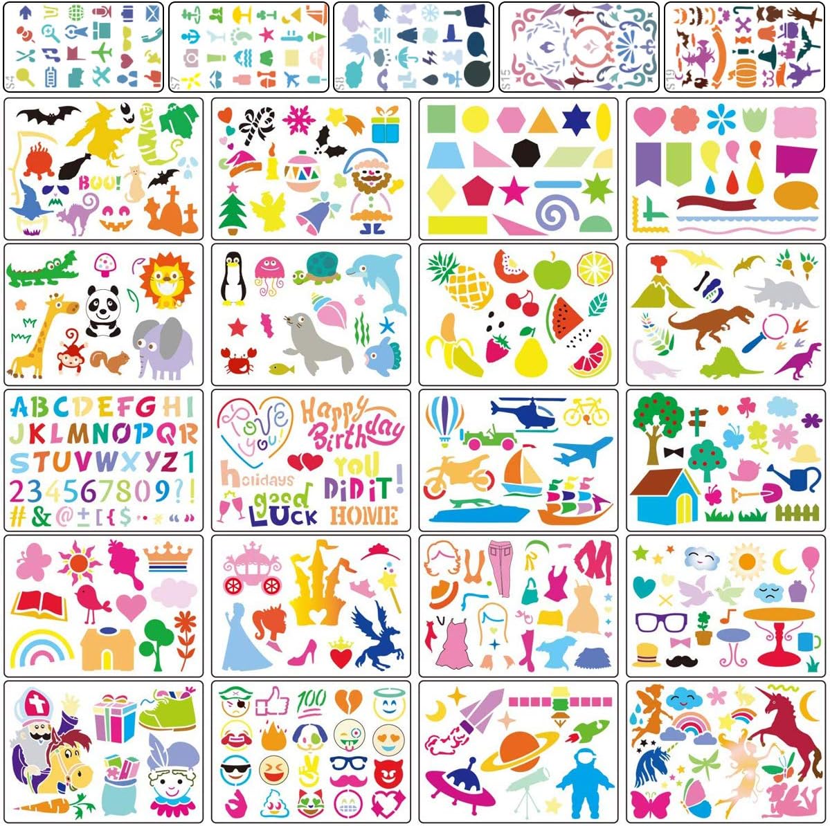 Stencil Drawing Kit for Kids, 25 Pcs Plastic Drawing Stencils with 400+ Shapes, Great Birthday Gift for Boy Girl: Kitchen & Dining