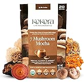 kokora 7 Mushroom Mocha - Energizes & Promotes Mental Clarity* - Organic Adaptogenic Mushroom Powder with Turkey Tail & Lions Mane - Vegan, Non-GMO, No Added Sugar - 120g - 20 Servings