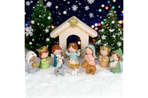Akulgaci Christmas Nativity Set, 12-Piece Mini Nativity Scene Figurines for Indoor Tabletop Xmas Decorations Christmas Figures(Colorful)