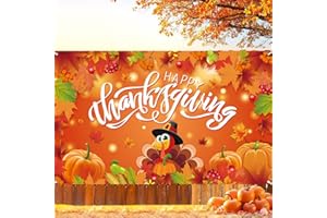 ACPOPBM Thanksgiving Backdrop, Large Happy Thanksgiving Banner 72x44 Inch Turkey Maple Leaf Pumpkin Decorations Gifts for Indoor Home Photography Party Decorations