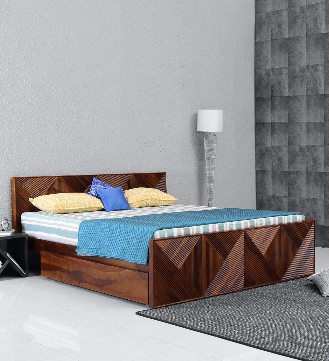 Woodsworth by Pepperfry Ritmo Solid Wood King Size Bed with Storage
