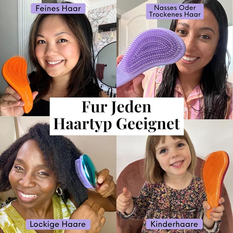 Lockenkamm Set mit Haarbürste ohne Ziepen, Lila-Blau — Foto 3 von 6