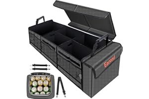 EAROND Large Trunk Organizer with Portable Leakproof Cooler Bag,Foldable Cover,Adjustable Securing Straps,Collapsible Trunk Organizer for Suv Car Truck Sedan (4-in-1 with Cooler)