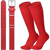 JASGOOD Baseball Socks and Belt with Cap Combo Set Breathable Softball Socks Elastic Belt with Baseball Cap for Youth Adult