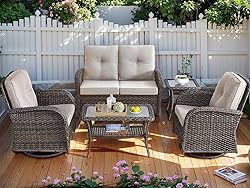 HUMMUH 5-Piece Patio Furniture Wicker Outdoor