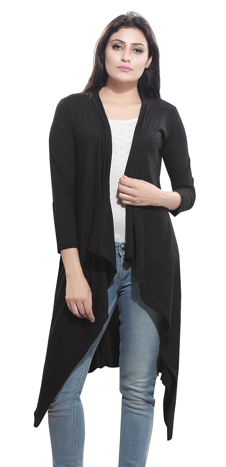 bfly women's viscose long shrug (black)