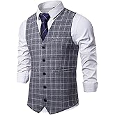 AOYOG Mens Formal Business Suit Vests 5 Buttons Regular Fit Waistcoat for Suit or Tuxedo