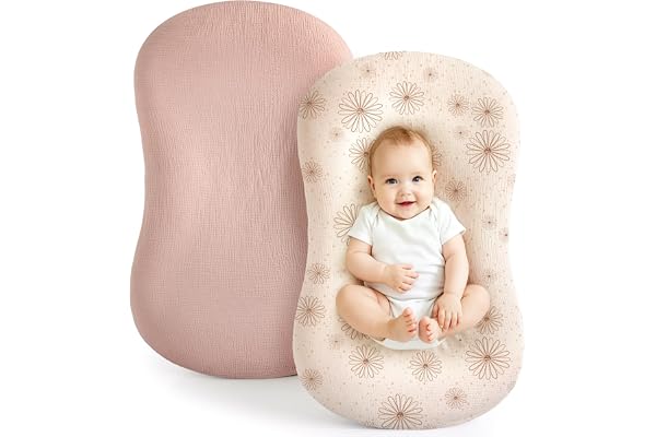 Termichy Baby Lounger Covers Muslin: Soft and Breathable Slipcover for Snuggle Me Lounger - Machine Washable & Zipper-Free fo