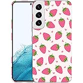 SuzaCase Back Case for Samsung Galaxy S22 Plus 5G, Samsung S22+ Case with Stylish Strawberry Pink Pattern Design Printed Sleek Durable Hardshell Protective Phone Case for Samsung S22 Plus 5G