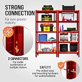 Monzana 5 Tier Heavy Duty Garage Shelving Unit Red Galvanised Steel Storage view 4