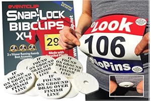 EventClips - If Found on Ground Drag Me Over Finish Line x 4 Race Bib Clips, Snap-Lock for Securing Running and Cycling Numbers. Made with Recycled Plastic (The Original & The Best Est 2012)