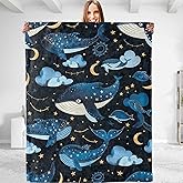 dhakalrlde Cute Whale Throw Blanket - Plush, Soft, Cozy Lightweight Flannel Blanket, Warm and Fuzzy - Perfect for Women & Men, Ideal for Couch, Bed, Travel, Office, and Outdoor 50"x60"