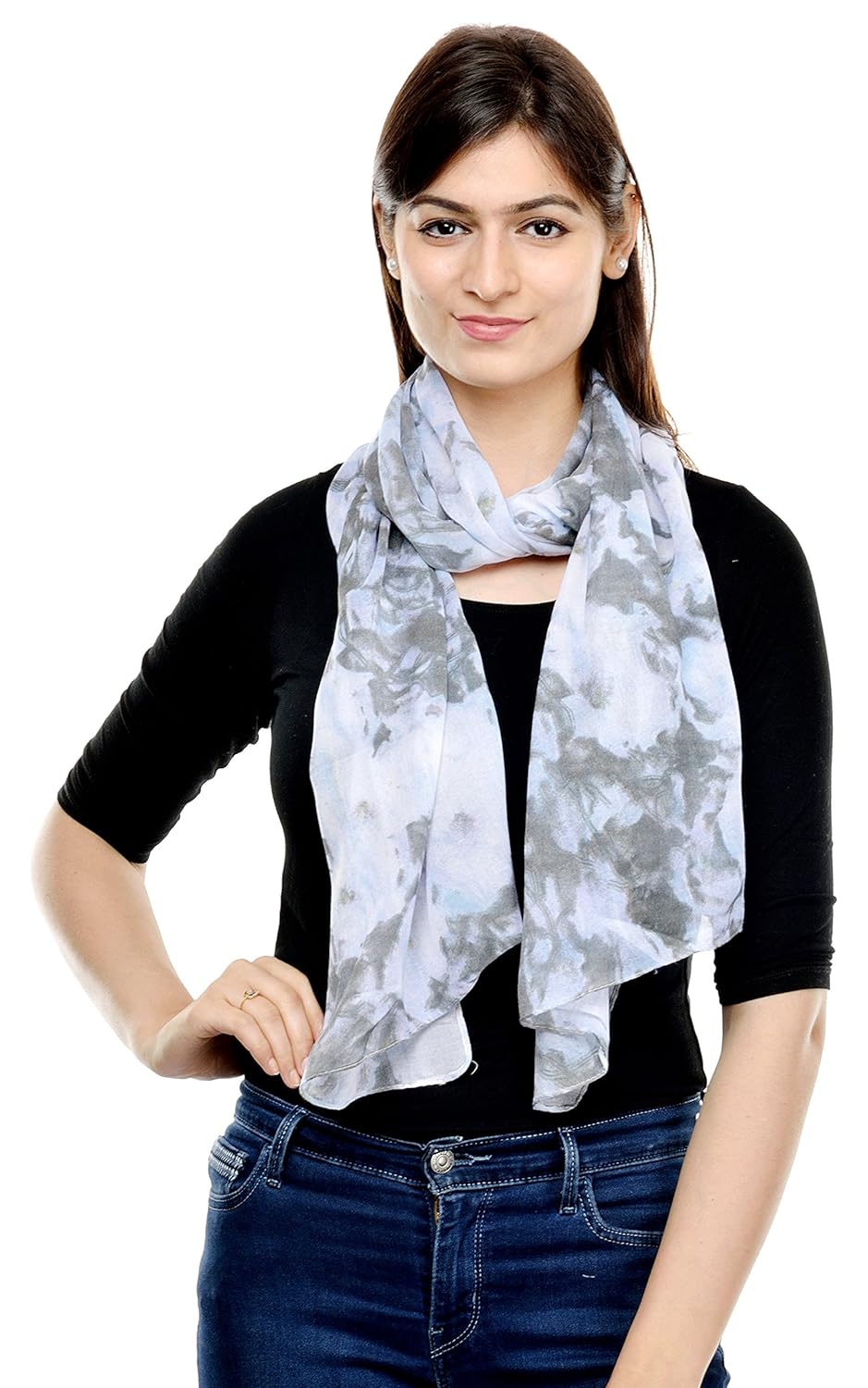 weavers villa women's poly cotton summer scarf (multicolour, medium) - combo of 4