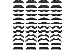 JNNZZGGU 48 pcs Novelty Fake Mustaches,Mustache Party Supplies, Novelty Artificial Mustaches for Birthday,Halloween,Party Supplies,Masquerade,Black