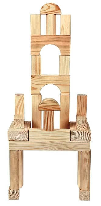 Skillofun Wooden Building Blocks (60 Piece), Multi Color