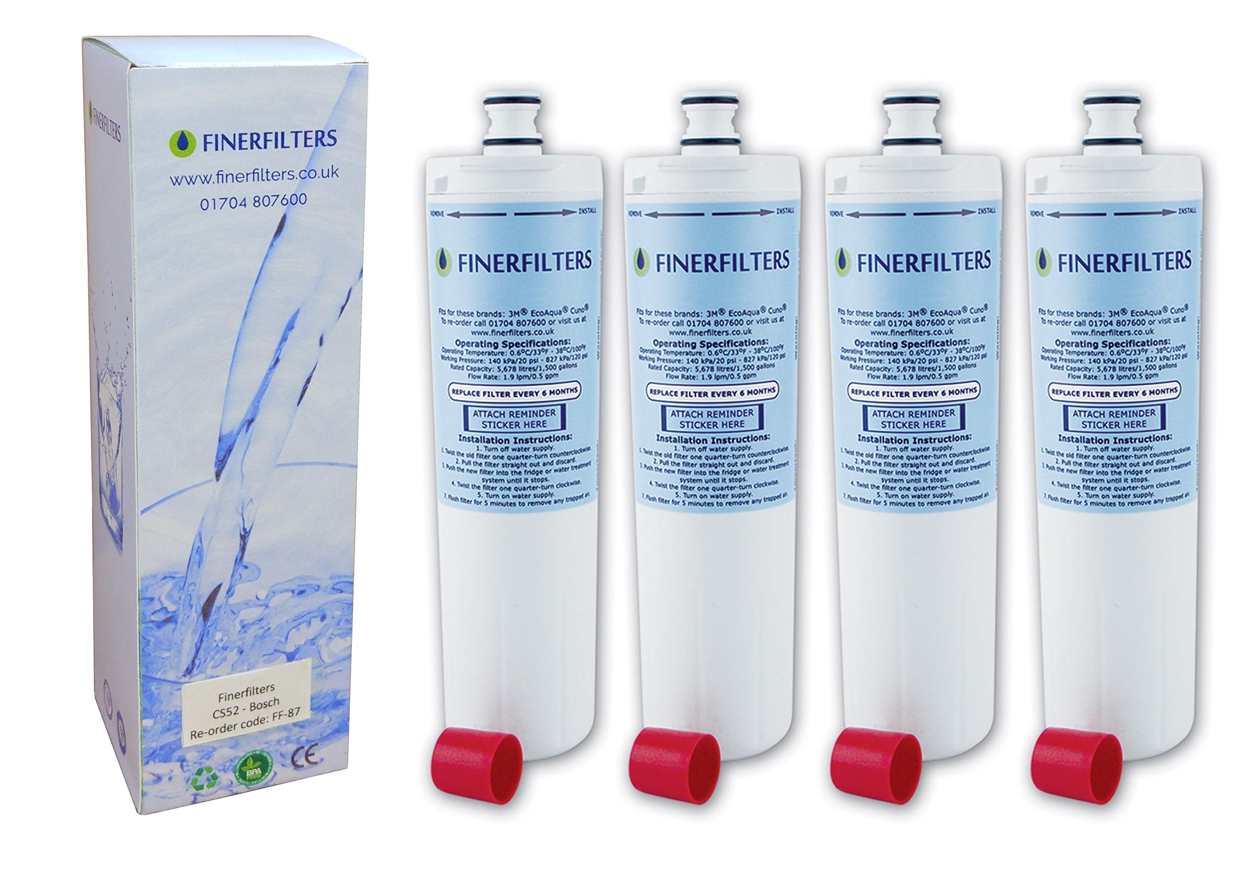 4 x Finerfilters Compatible Abode Water Filter Cartridge (AT2002 Safelock To Fit All Aquifier Taps)