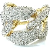 Dazzlingrock Round Natural Diamond Women Cocktail Link Ring | 3.40 Ctw | 14K Real Solid Gold