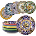 Ceramic Pasta Bowls Salad Bowls - Wide And Shallow Soup Plates 8 Inch