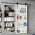 BARNER HOME 36in x 84in Sliding Barn Door, Shelf Style, Made of Primed MDF, Sliding Door with 6.6 ft Hardware Kit