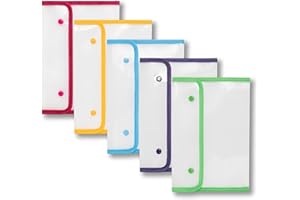 Seagull 5 Pack Plastic Envelopes, Clear Document Folders, Letter Size A4 A5 Size File Envelopes with Snap Button, for School 