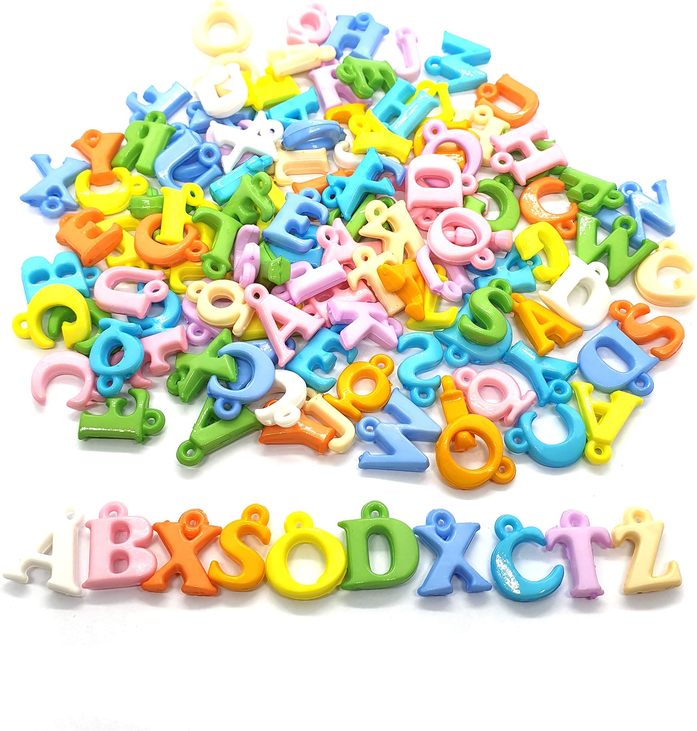 100 pcs Assorted A-Z Alphabet Letters a b c Charm Bead Findings Assorted Colors