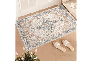 CORBGRUGRS Bohemian Area Rug (Haze Blue/Orange, 2'x3')