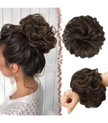Amazon.com : SARLA 2PCS Messy Hair Bun Hair Pieces Wavy  display picture 2